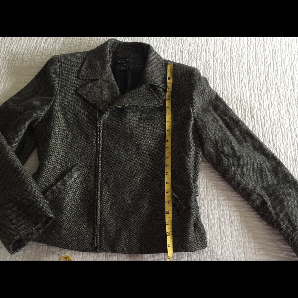 VTG Lauren Ralph Lauren wool tweed moto blazer/jacket - Picture 6 of 10